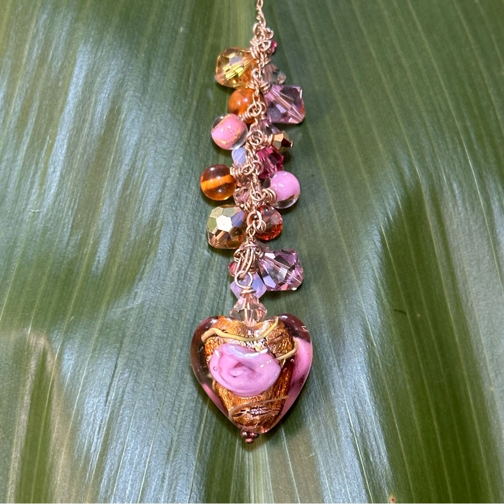 Swarovski Heart & Crystals on Gold Chain Necklace